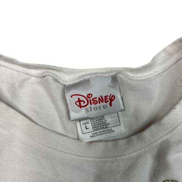 Disney VTG Y2K Embroidered Mickey Flowers Long Sleeve Tee T-Shirt FLAW Large - Picture 6 of 6